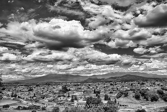 View towards the Monastery of San Gabriel and Cholula, Puebla, Mexico